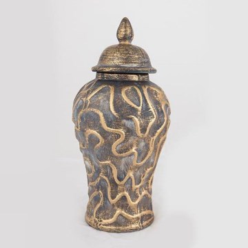 Keramická váza 33,5x16 cm zlatá/šedá