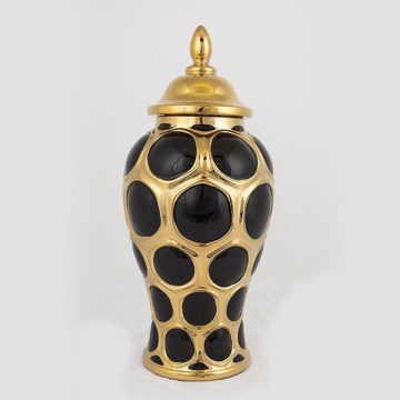 Keramická váza 40x17,7 cm zlatá/černá