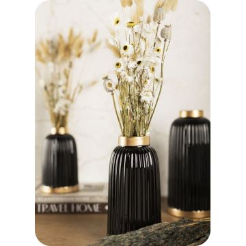 Keramická váza ROSIE 25x13 cm černá/zlatá