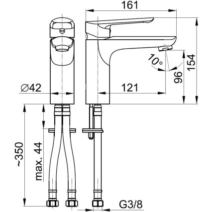 KFA Armatura 5022-815-00 - Umyvadlová baterie + výpusť s přepadem TANZANIT 15,4 cm lesklý chrom