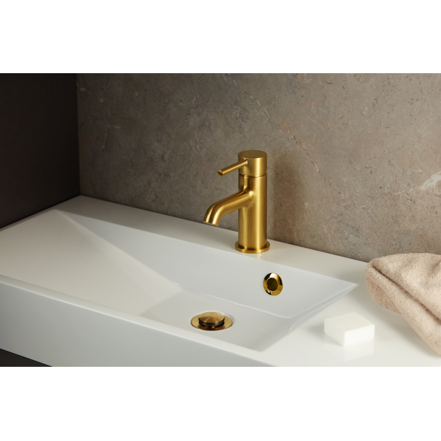 KFA Armatura 5032-815-31 - Umyvadlová baterie + výpusť s přepadem MOZA 15,2 cm broušená zlatá