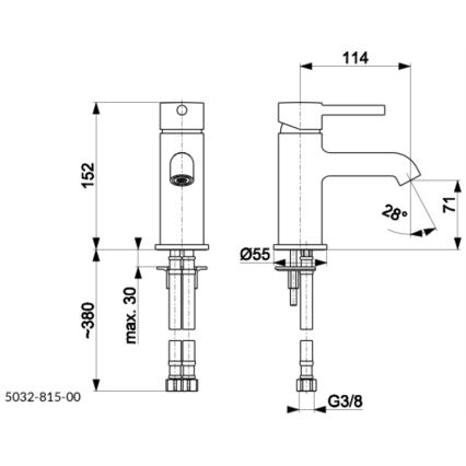 KFA Armatura 5032-815-31 - Umyvadlová baterie + výpusť s přepadem MOZA 15,2 cm broušená zlatá