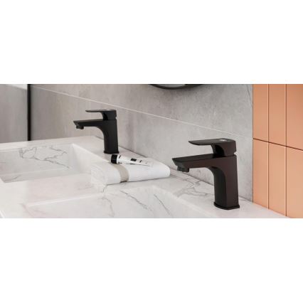 KFA Armatura 5532-815-81 - Umyvadlová baterie + výpusť s přepadem MOKAIT 13,9 cm mosaz/matná černá
