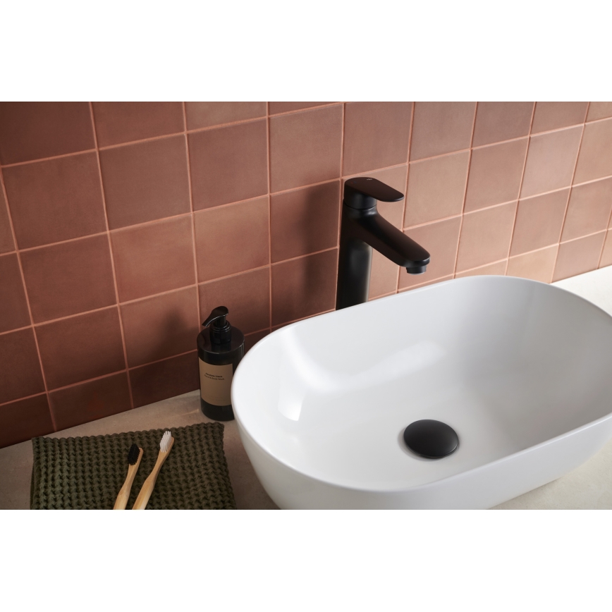KFA Armatura 5552-712-81 - Umyvadlová baterie + výpusť s přepadem OTAVA 30,2 cm matná černá