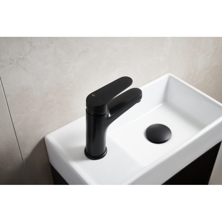 KFA Armatura 5552-815-81 - Umyvadlová baterie + výpusť s přepadem OTAVA 15 cm matná černá