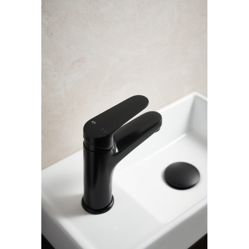 KFA Armatura 5552-815-81 - Umyvadlová baterie + výpusť s přepadem OTAVA 15 cm matná černá