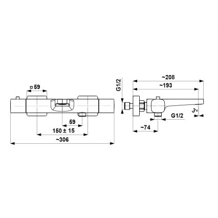 KFA Armatura 5754-010-00 - Termostatická vanová baterie MALAGA lesklý chrom