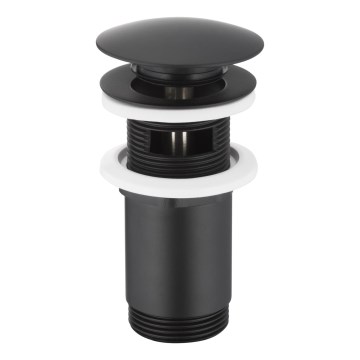 KFA Armatura 660-254-81 - Umyvadlová výpusť s přepadem CLICK-CLACK pr. 6,6 cm mosaz/matná černá