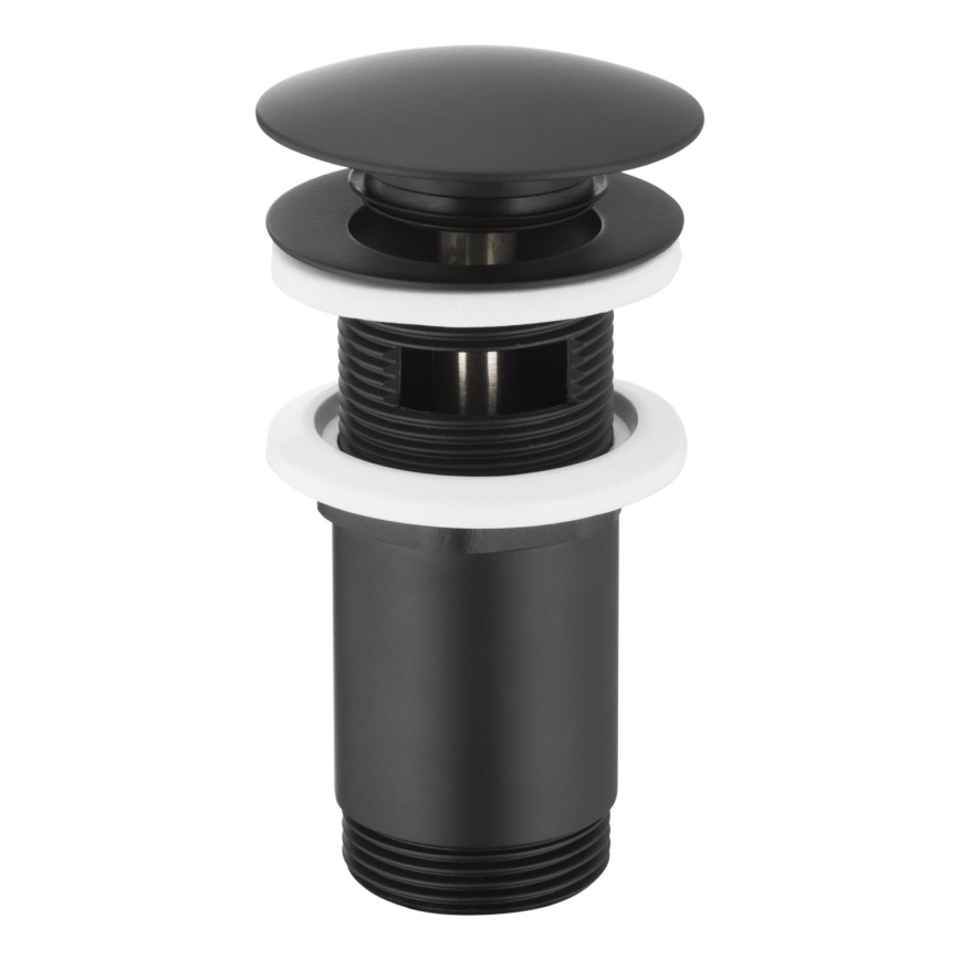 KFA Armatura 660-254-81 - Umyvadlová výpusť s přepadem CLICK-CLACK pr. 6,6 cm mosaz/matná černá
