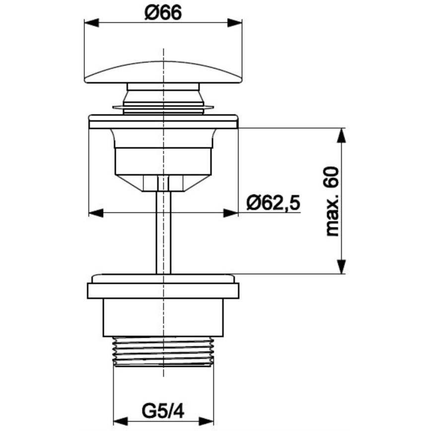 KFA Armatura 660-320-81 - Umyvadlová výpusť CLICK-CLACK pr. 6,6 cm nerezová ocel/matná černá