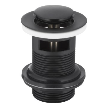 KFA Armatura 660-354-81 - Umyvadlová výpusť s přepadem CLICK-CLACK pr. 6,2 cm mosaz/matná černá