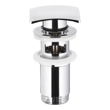 KFA Armatura 660-454-00 - Umyvadlová výpusť s přepadem CLICK-CLACK 7x7 cm lesklý chrom