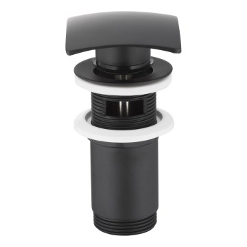 KFA Armatura 660-454-81 - Umyvadlová výpusť s přepadem CLICK-CLACK 7x7 cm mosaz/matná černá