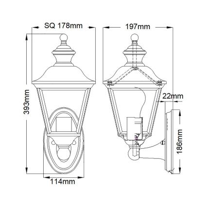 Kichler - Venkovní nástěnné svítidlo BAY SHORE 1xE27/60W/230V IP44