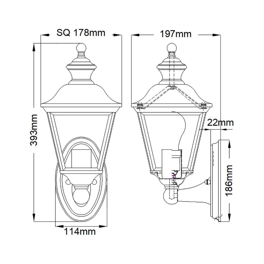 Kichler - Venkovní nástěnné svítidlo BAY SHORE 1xE27/60W/230V IP44