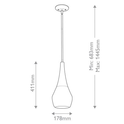 Kichler - Lustr na tyči DEELA 1xE27/60W/230V pr. 17,8 cm mosaz