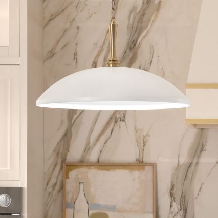 Kichler - Lustr na řetězu DELAROSA 1xE27/60W/230V bílá/mosaz