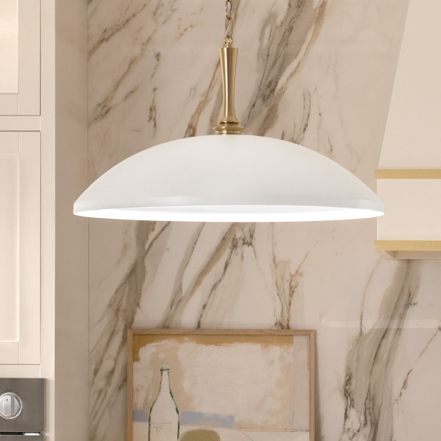 Kichler - Lustr na řetězu DELAROSA 1xE27/60W/230V bílá/mosaz