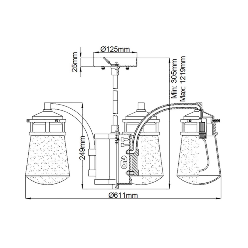 Kichler - Venkovní lustr na tyči LYNDON 5xE27/60W/230V IP44
