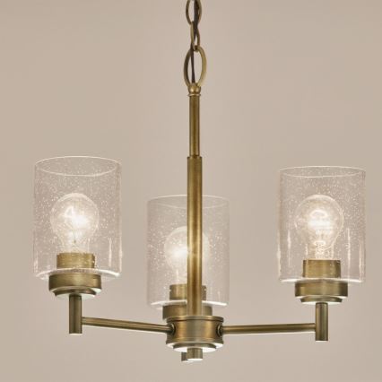 Kichler - Lustr na řetězu WINSLOW 3xE27/60W/230V pr. 45,8 cm mosaz