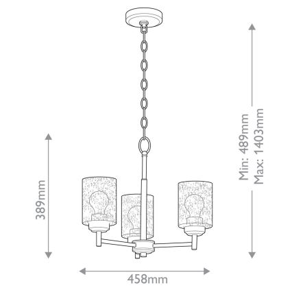 Kichler - Lustr na řetězu WINSLOW 3xE27/60W/230V pr. 45,8 cm mosaz
