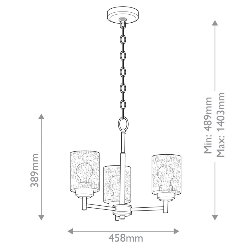 Kichler - Lustr na řetězu WINSLOW 3xE27/60W/230V pr. 45,8 cm mosaz