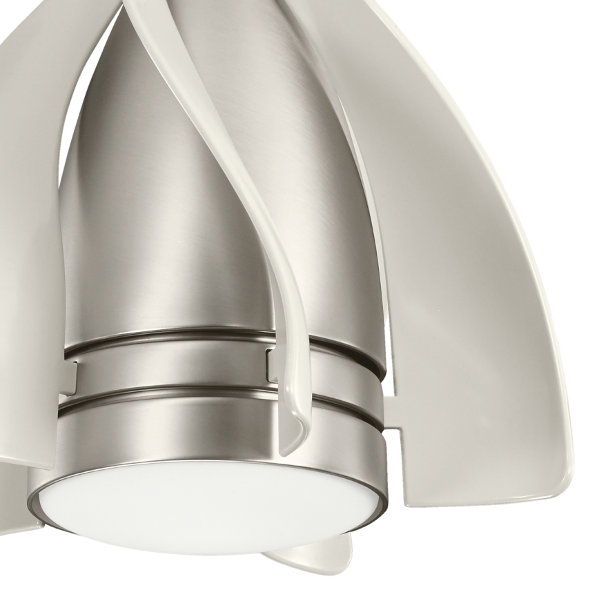 Kichler - LED Stmívatelný stropní ventilátor TERNA LED/10W/230V matný chrom/bílá + dálkové ovládání
