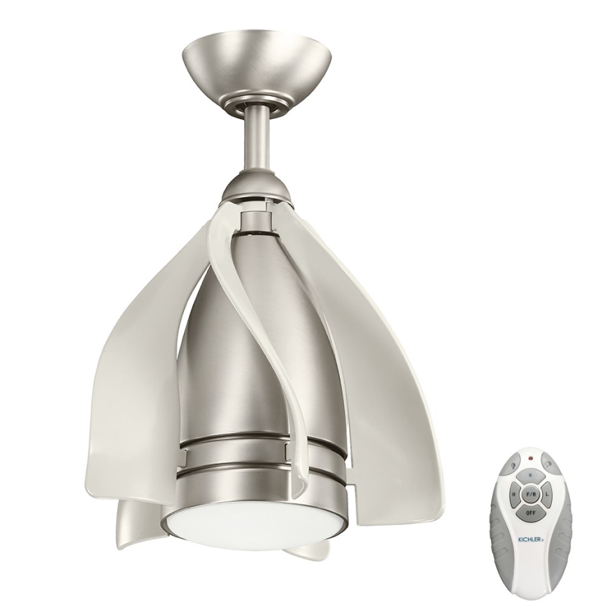 Kichler - LED Stmívatelný stropní ventilátor TERNA LED/10W/230V matný chrom/bílá + dálkové ovládání