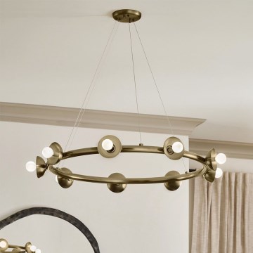 Kichler - Lustr na lanku PALTA 9xE14/40W/230V zlatá