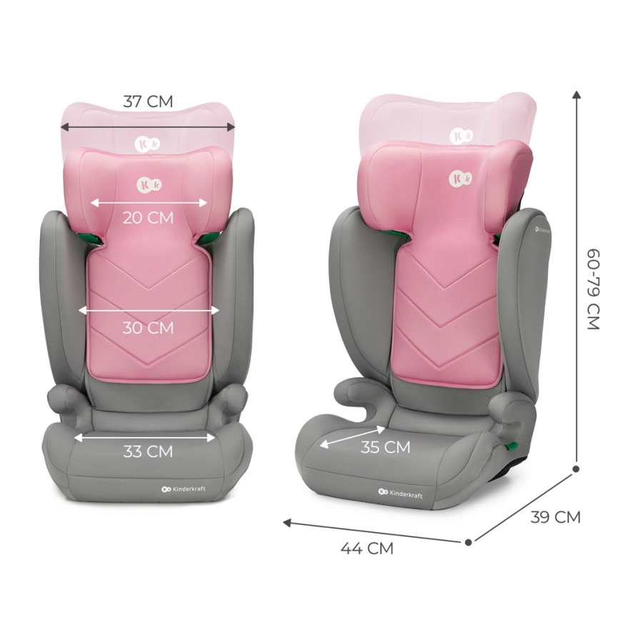 KINDERKRAFT - Autosedačka I-SPARK i-Size (100-150 cm) růžová