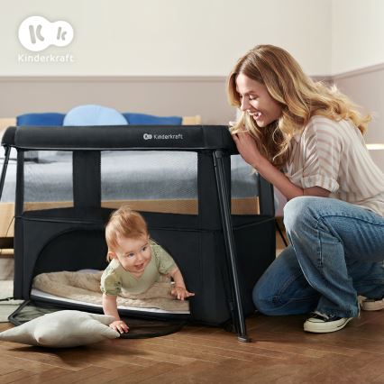 KINDERKRAFT - Cestovní postýlka 3v1 CAMI černá
