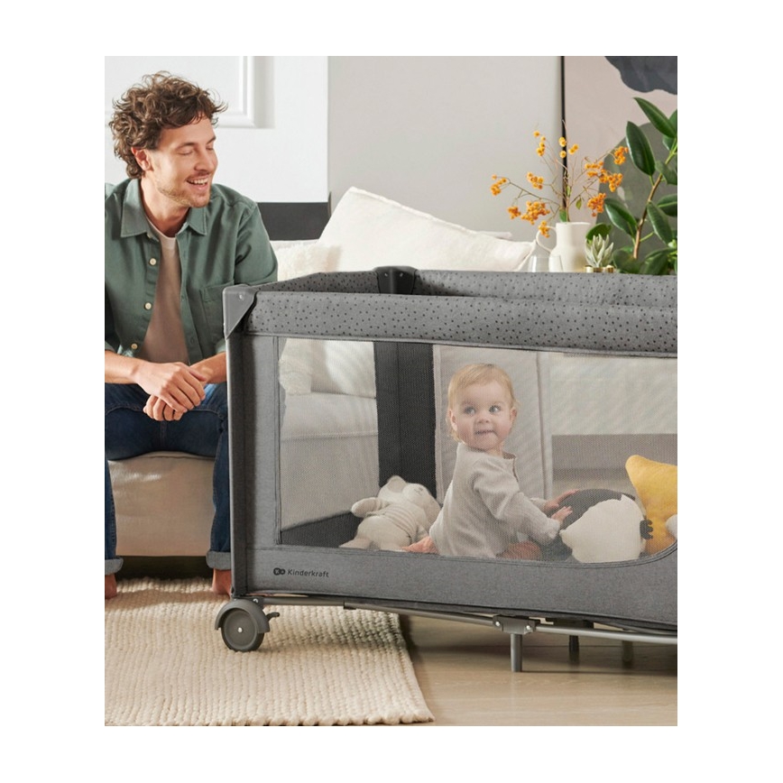 KINDERKRAFT - Cestovní postýlka JOY 2 šedá