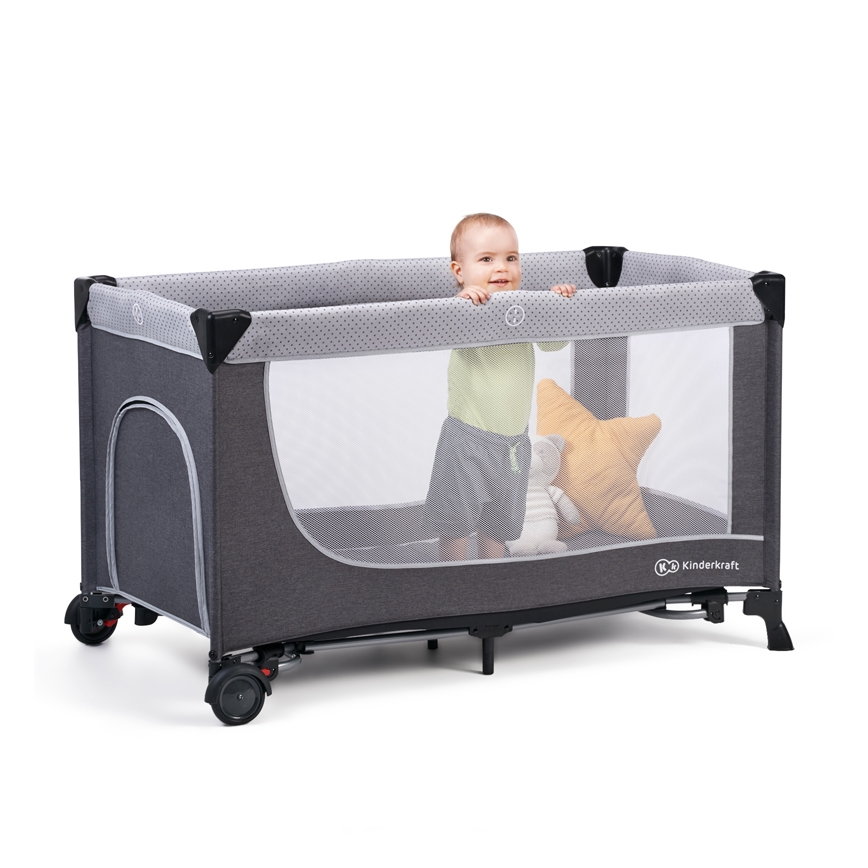 KINDERKRAFT - Cestovní postýlka LEODY šedá
