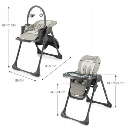 KINDERKRAFT - Dětská jídelní židle TUMMIE šedá