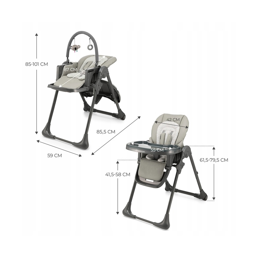 KINDERKRAFT - Dětská jídelní židle TUMMIE šedá
