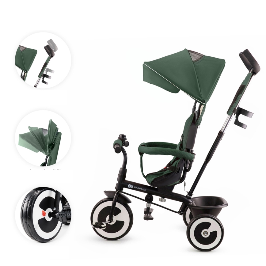 KINDERKRAFT - Dětská tříkolka ASTON Mystic green
