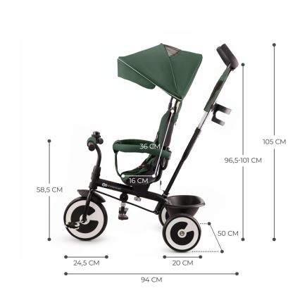 KINDERKRAFT - Dětská tříkolka ASTON Mystic green