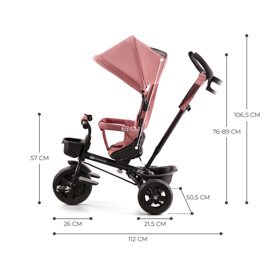 KINDERKRAFT - Dětská tříkolka AVEO růžová