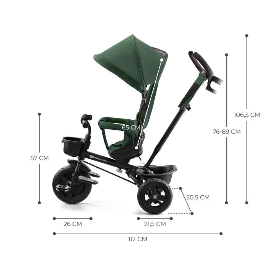 KINDERKRAFT - Dětská tříkolka AVEO zelená