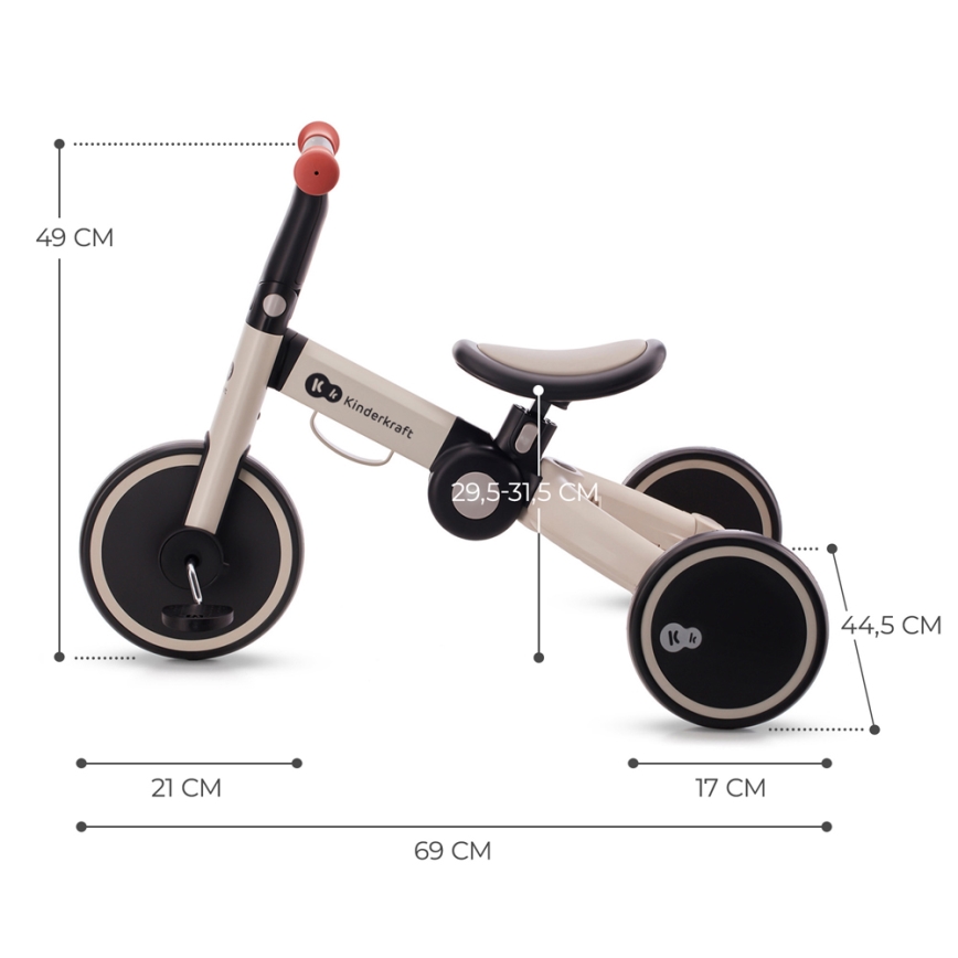 KINDERKRAFT - Dětské odrážedlo 3v1 4TRIKE šedá