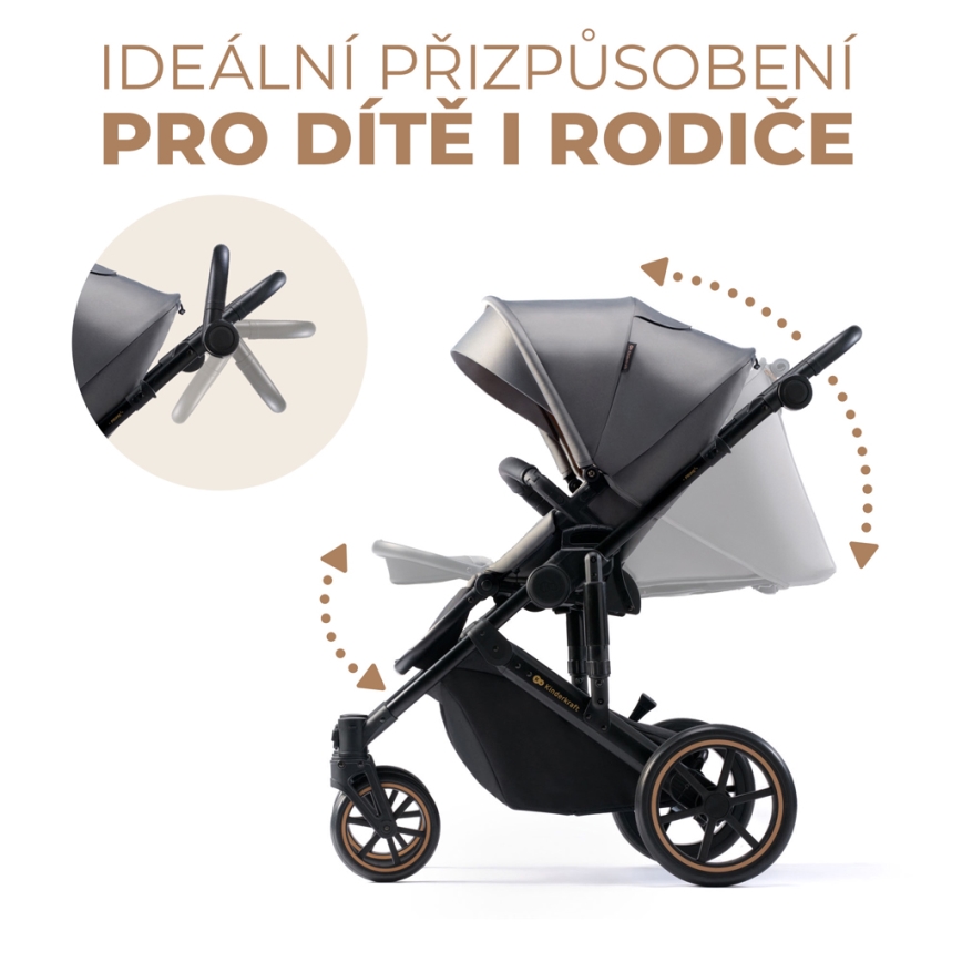 KINDERKRAFT - Kombinovaný kočárek 2v1 PRIME 2 šedá