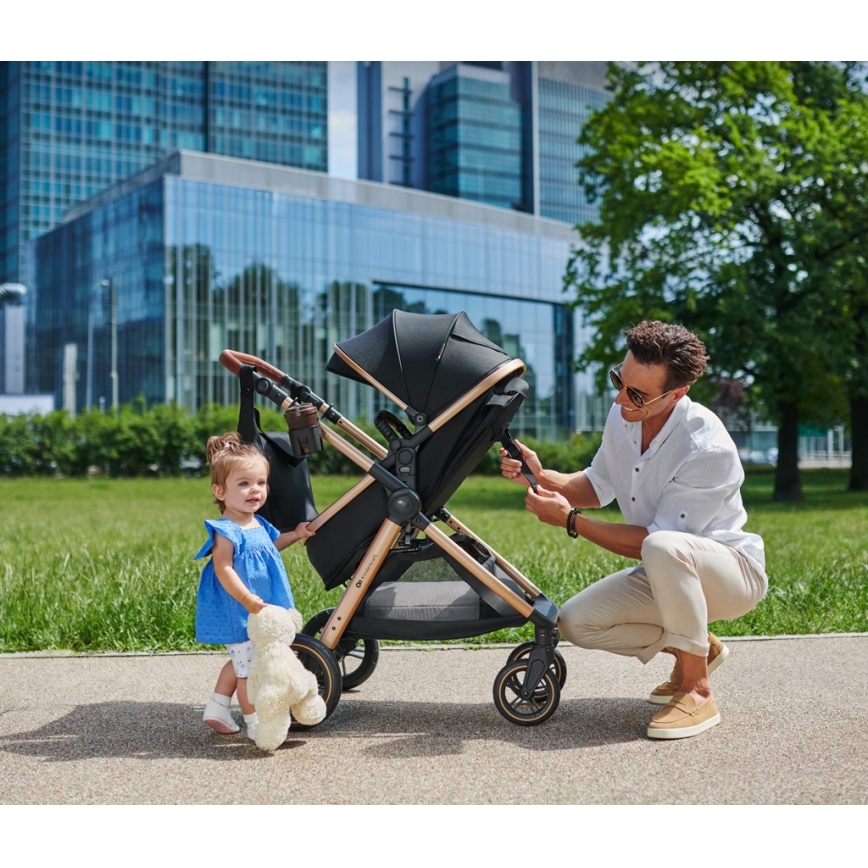 KINDERKRAFT - Kombinovaný kočárek 3v1 ESME Pure black + autosedačka MINK PRO