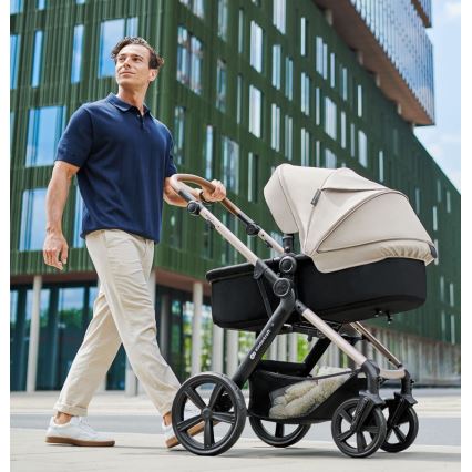 KINDERKRAFT - Kombinovaný kočárek 3v1 MOOV 2 AIR Moonlight grey + autosedačka MINK PRO