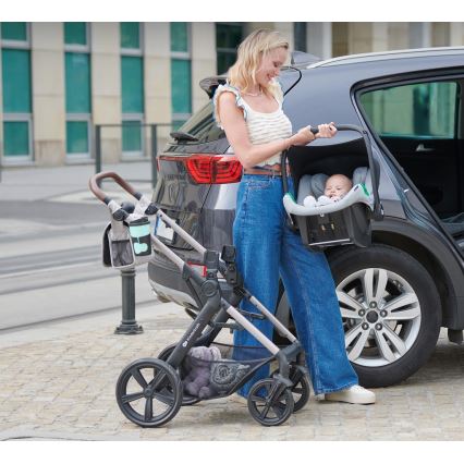 KINDERKRAFT - Kombinovaný kočárek 3v1 MOOV 2 AIR Moonlight grey + autosedačka MINK PRO