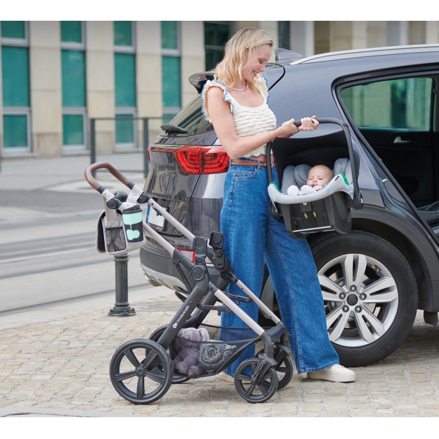 KINDERKRAFT - Kombinovaný kočárek 3v1 MOOV 2 AIR Moonlight grey + autosedačka MINK PRO