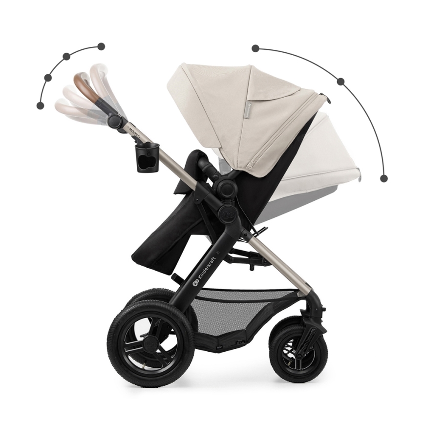 KINDERKRAFT - Kombinovaný kočárek 3v1 MOOV 2 AIR Moonlight grey + autosedačka MINK PRO