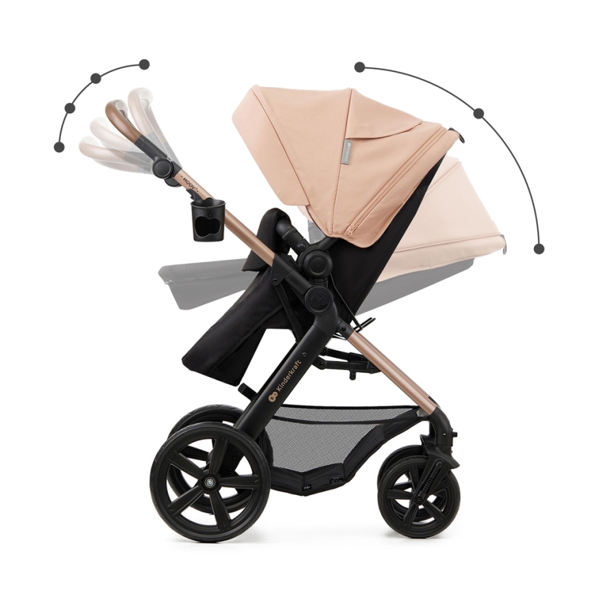 KINDERKRAFT - Kombinovaný kočárek 3v1 MOOV 2 Sand beige + autosedačka MINK PRO