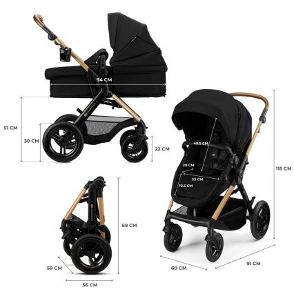 KINDERKRAFT - Kombinovaný kočárek 3v1 MOOV 2 XL Air Black