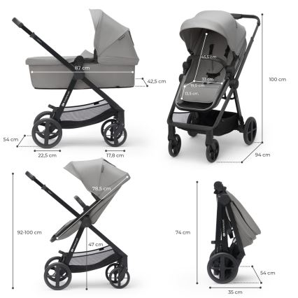 KINDERKRAFT - Kombinovaný kočárek 3v1 NEWLY Moonlight grey  + autosedačka MINK PRO