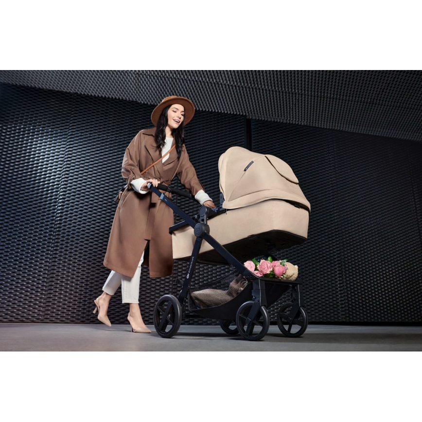 KINDERKRAFT - Kombinovaný kočárek 3v1 NEWLY Sand beige + autosedačka MINK PRO